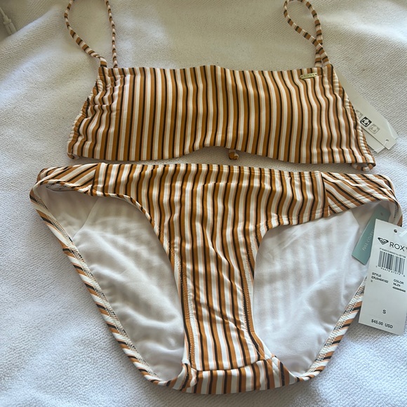 RoxyPt Beach Classics Bandeau Bra Golden Ochre Mony - Picture 2 of 4